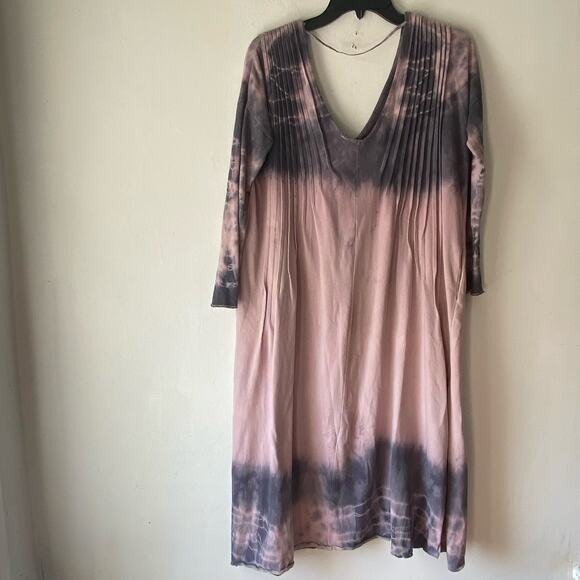 Free People Purple Tye Dye Midi Dress‎ SZ S Oversized Cotton Boho Hippie Witchy - Picture 6 of 7